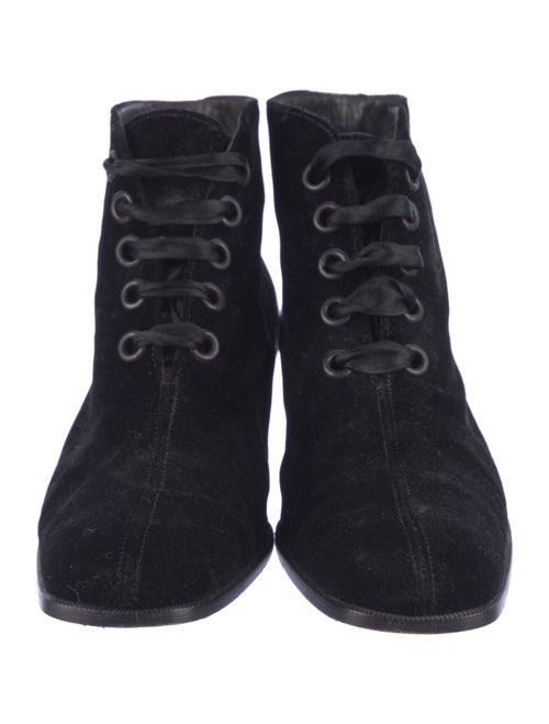 Giorgio Armani Velvet Lace-Up Boots