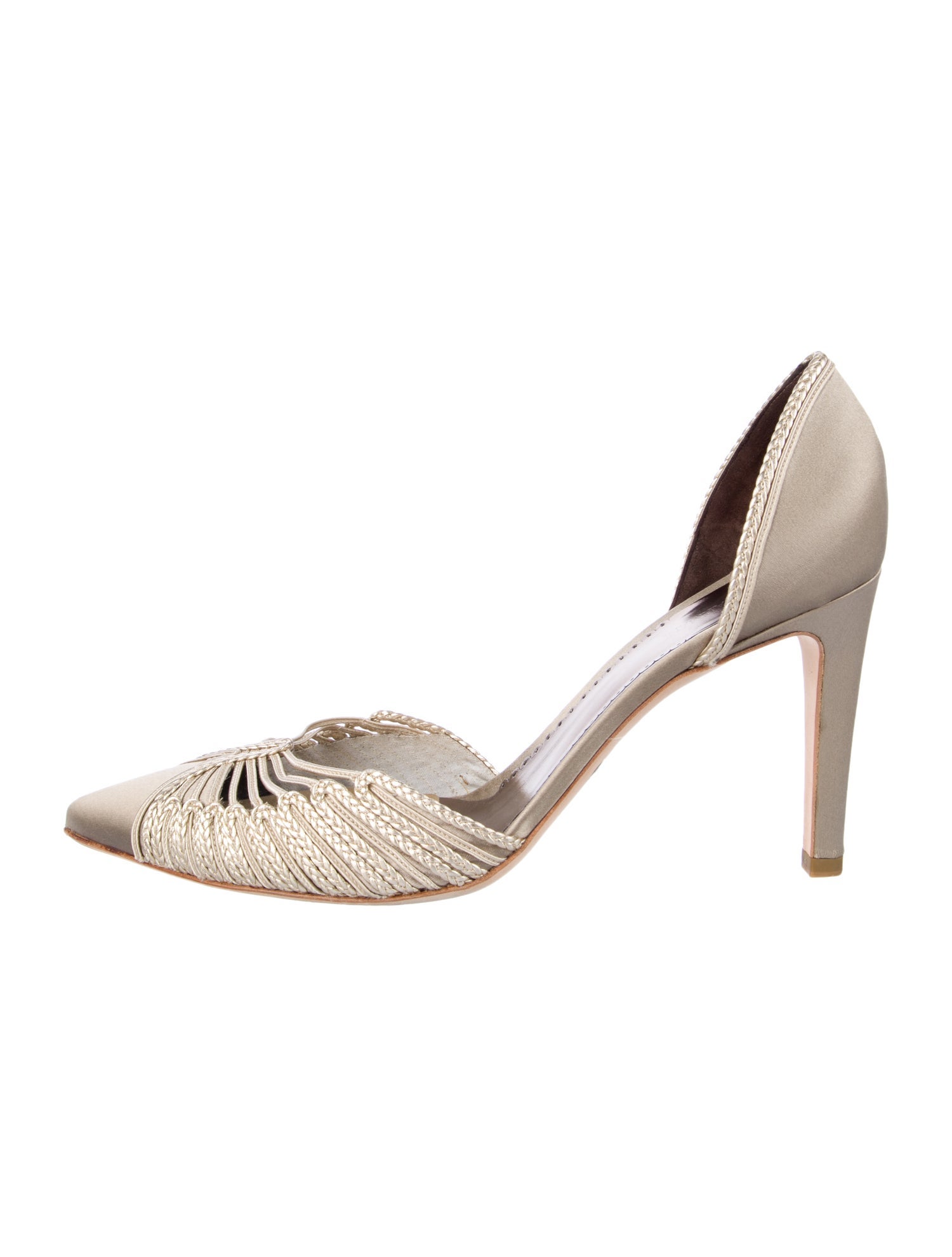 Giorgio Armani Satin Braided Accents D'Orsay Pumps