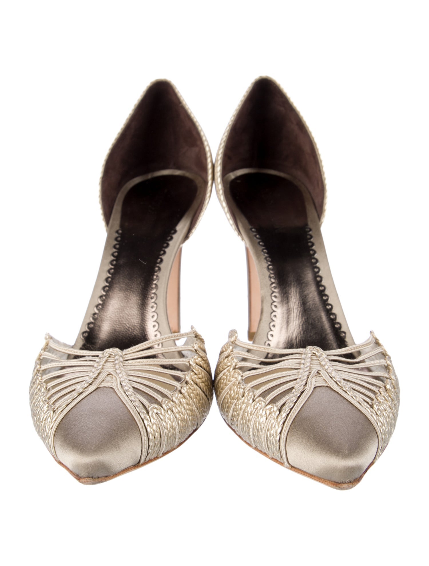 Giorgio Armani Satin Braided Accents D'Orsay Pumps