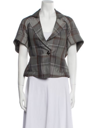 Giorgio Armani Linen Plaid Print Jacket