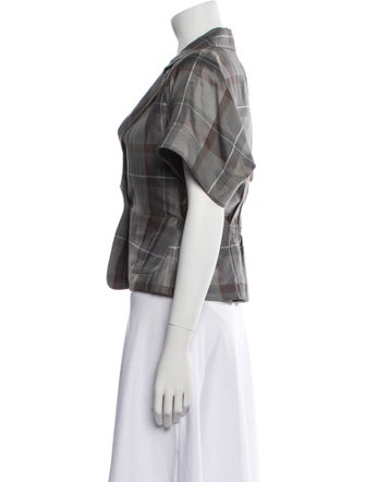 Giorgio Armani Linen Plaid Print Jacket