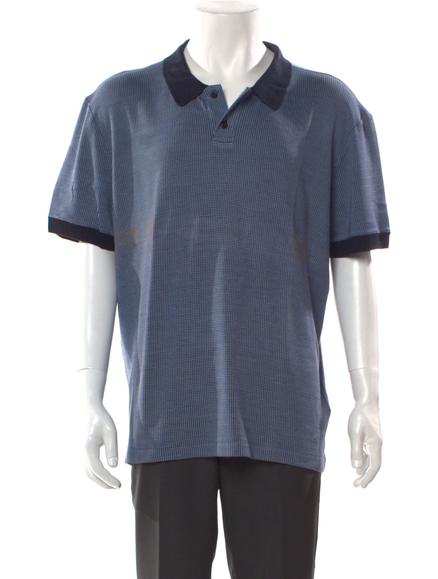 Giorgio Armani Silk Houndstooth Print Polo Shirt