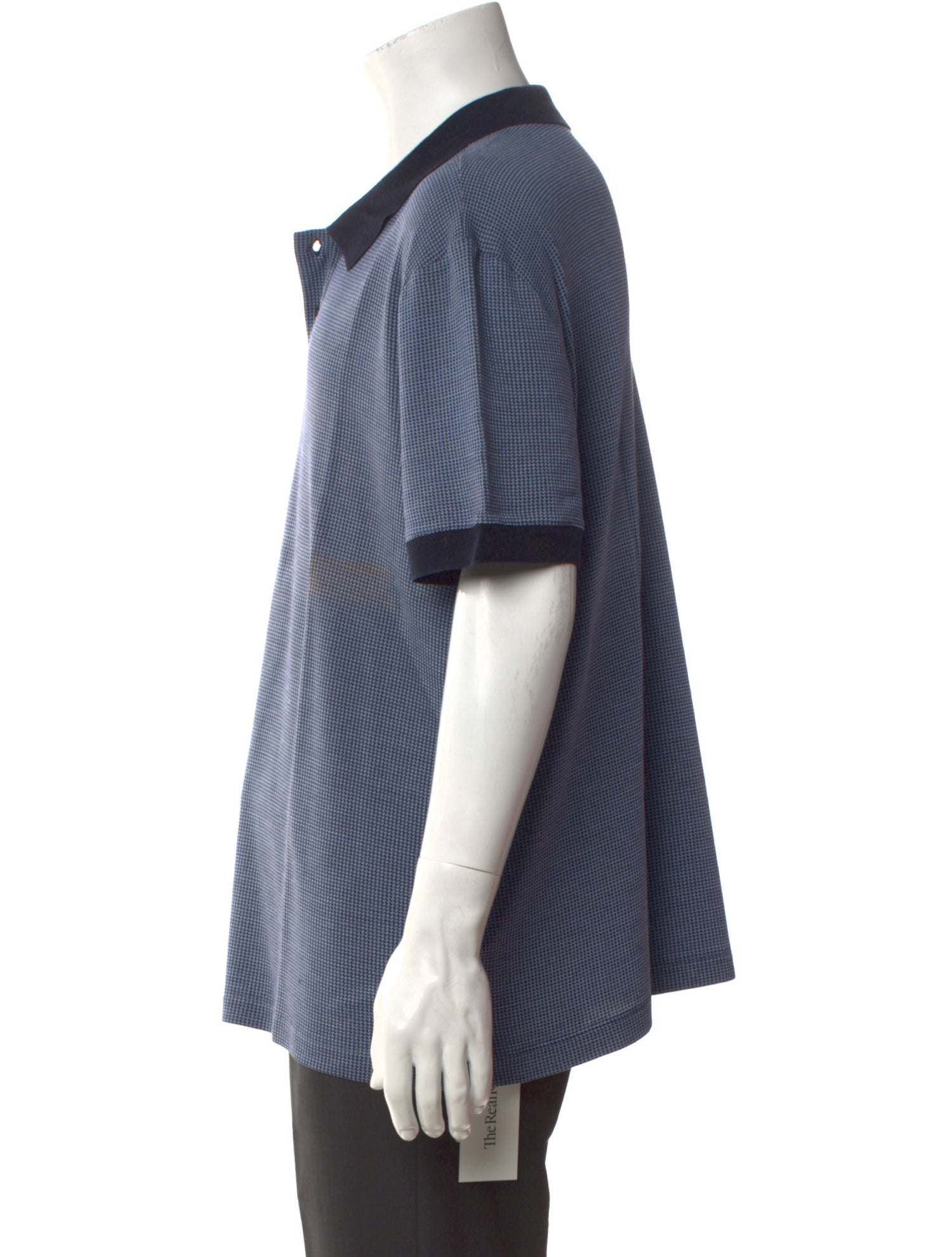 Giorgio Armani Silk Houndstooth Print Polo Shirt