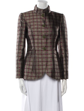 Giorgio Armani Wool Plaid Print Evening Jacket