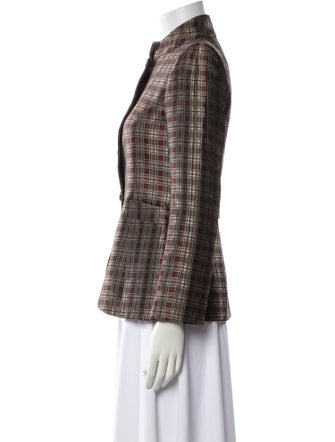 Giorgio Armani Wool Plaid Print Evening Jacket
