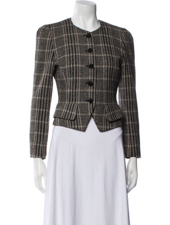 Giorgio Armani Wool Plaid Print Evening Jacket