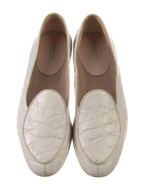 Giorgio Armani Embossed Leather Leather Trim Embellishment Loafers