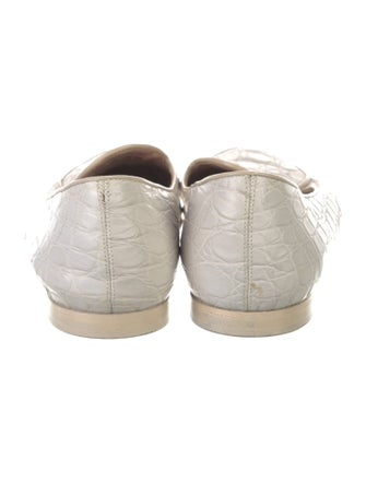 Giorgio Armani Embossed Leather Leather Trim Embellishment Loafers