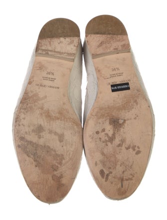 Giorgio Armani Embossed Leather Leather Trim Embellishment Loafers