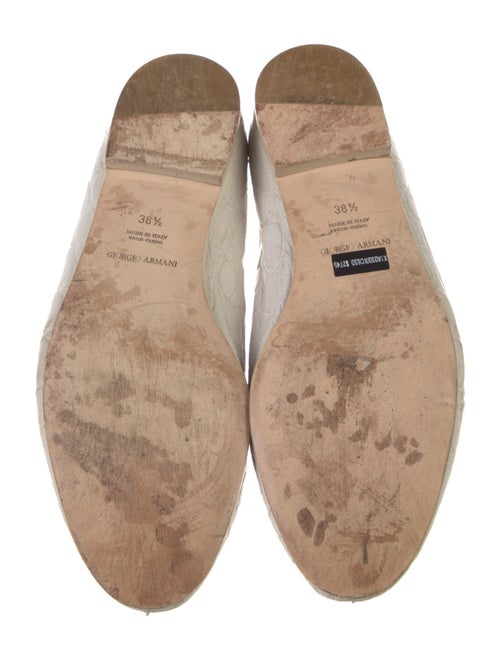 Giorgio Armani Embossed Leather Leather Trim Embellishment Loafers