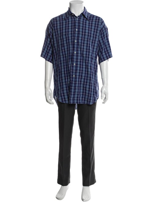 Giorgio Armani Plaid Print Short Sleeve Shirt