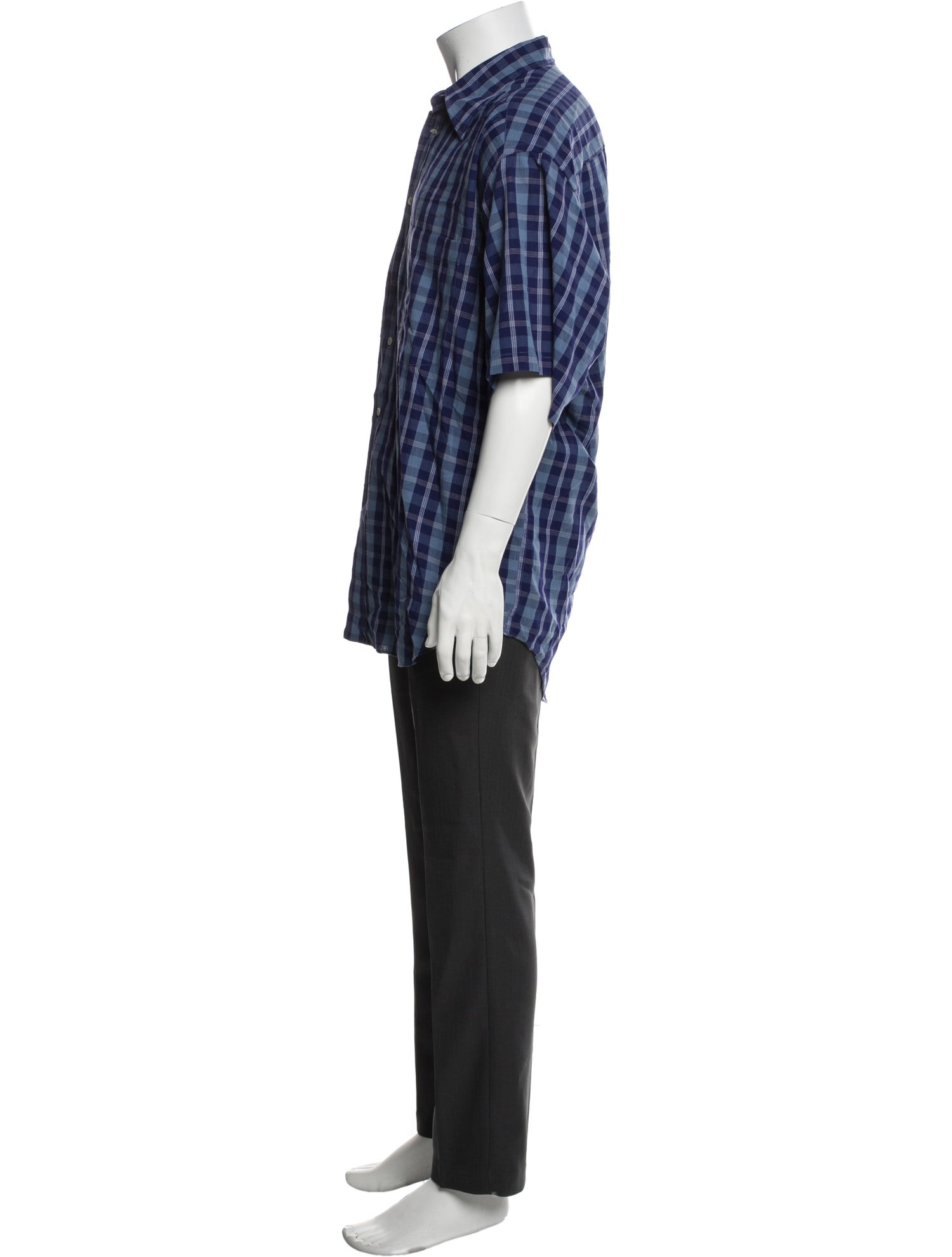 Giorgio Armani Plaid Print Short Sleeve Shirt