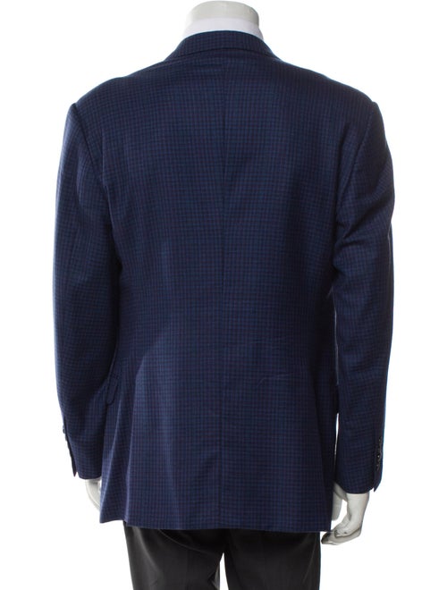 Giorgio Armani Virgin Wool Plaid Print Peacoat