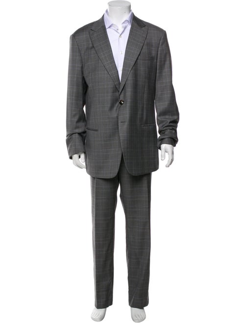 Giorgio Armani Silk Plaid Print Two-Piece Blazer