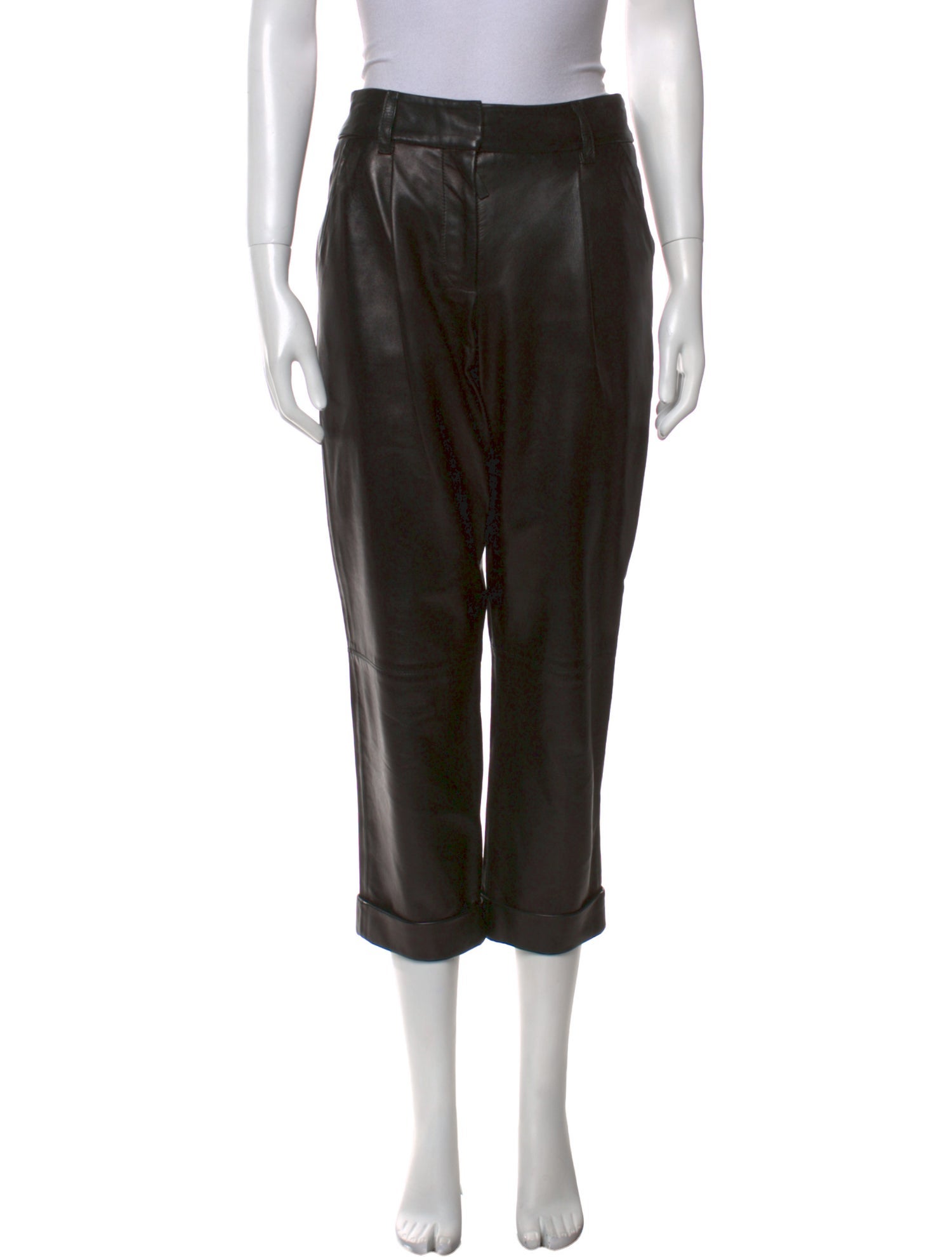 Giorgio Armani Lamb Leather Straight Leg Pants