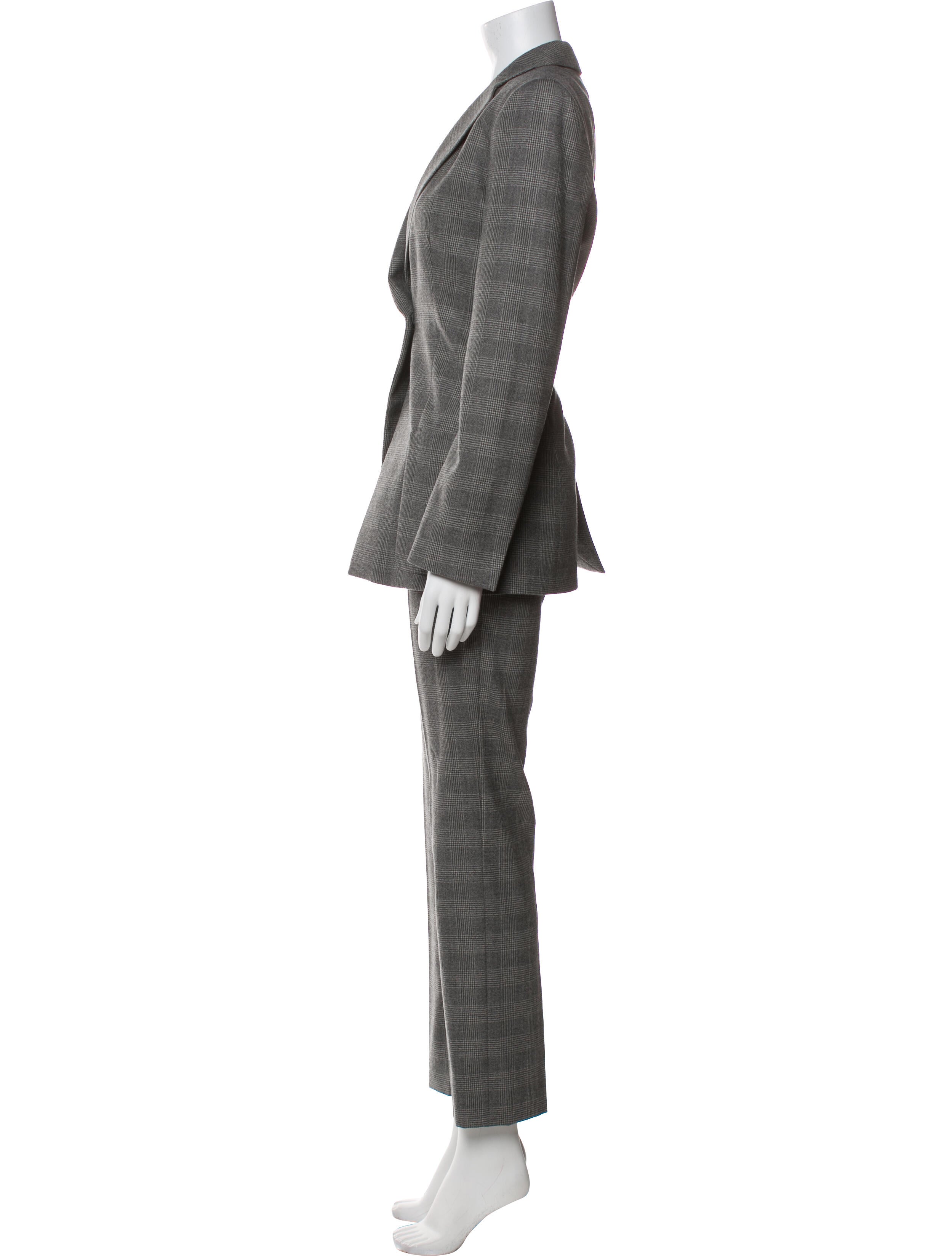 Giorgio Armani Virgin Wool Plaid Print Pantsuit