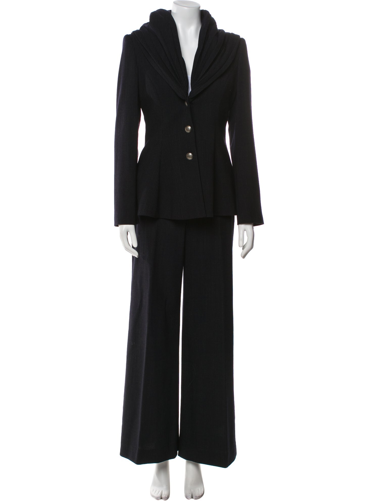Giorgio Armani Wool Pleated Accents Pantsuit