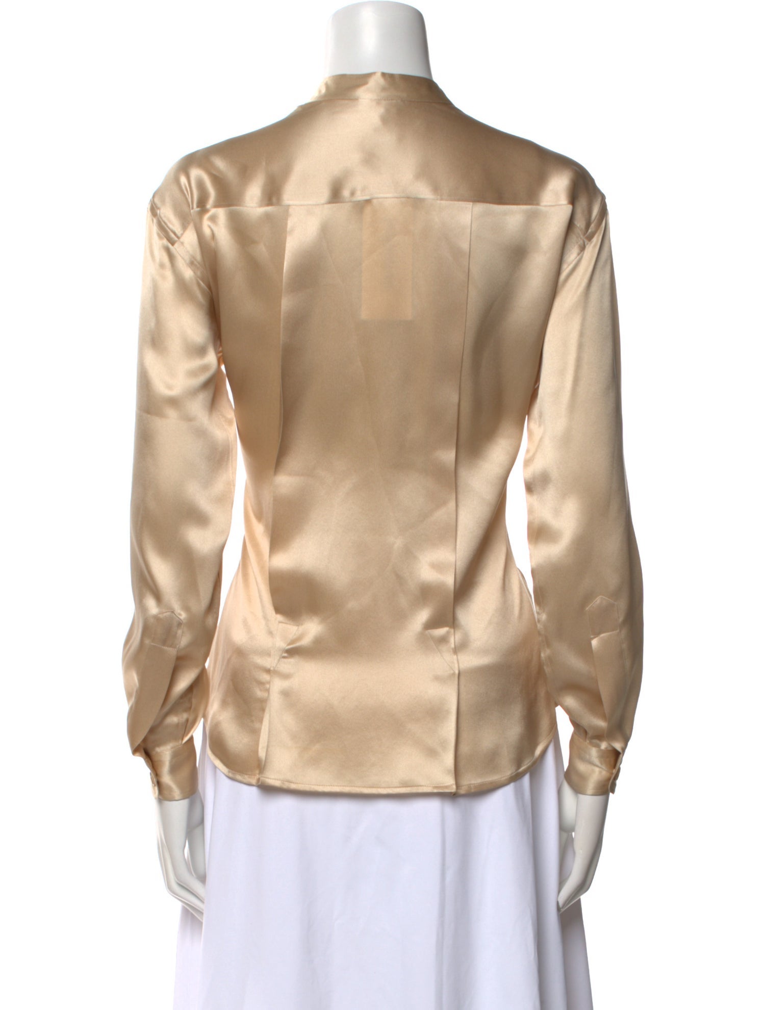 Giorgio Armani Silk Mock Neck Button-Up Top