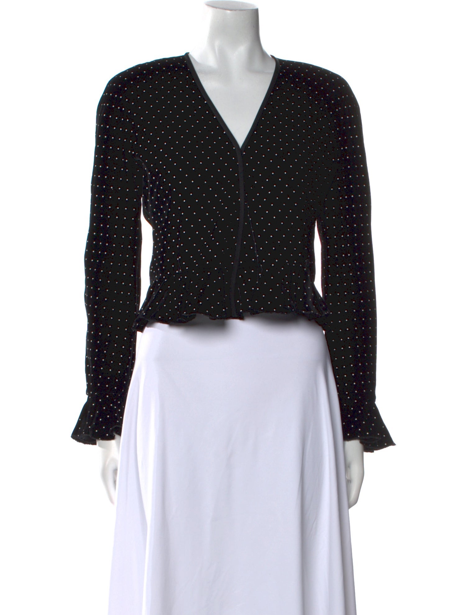 Giorgio Armani Polka Dot Print V-Neck Crop Top