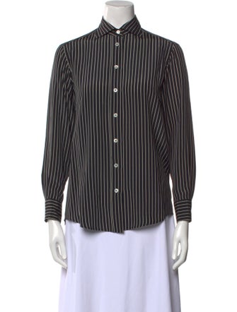 Giorgio Armani Silk Striped Button-Up Top