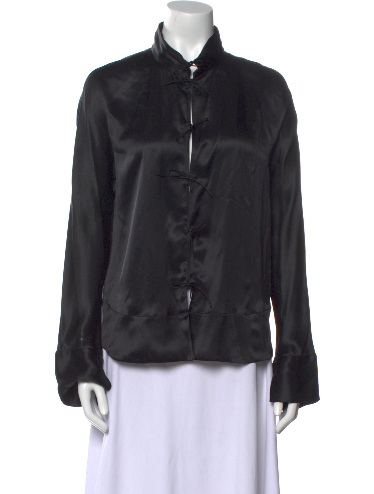 Giorgio Armani Silk Long Sleeve Button-Up Top