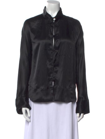 Giorgio Armani Silk Long Sleeve Button-Up Top