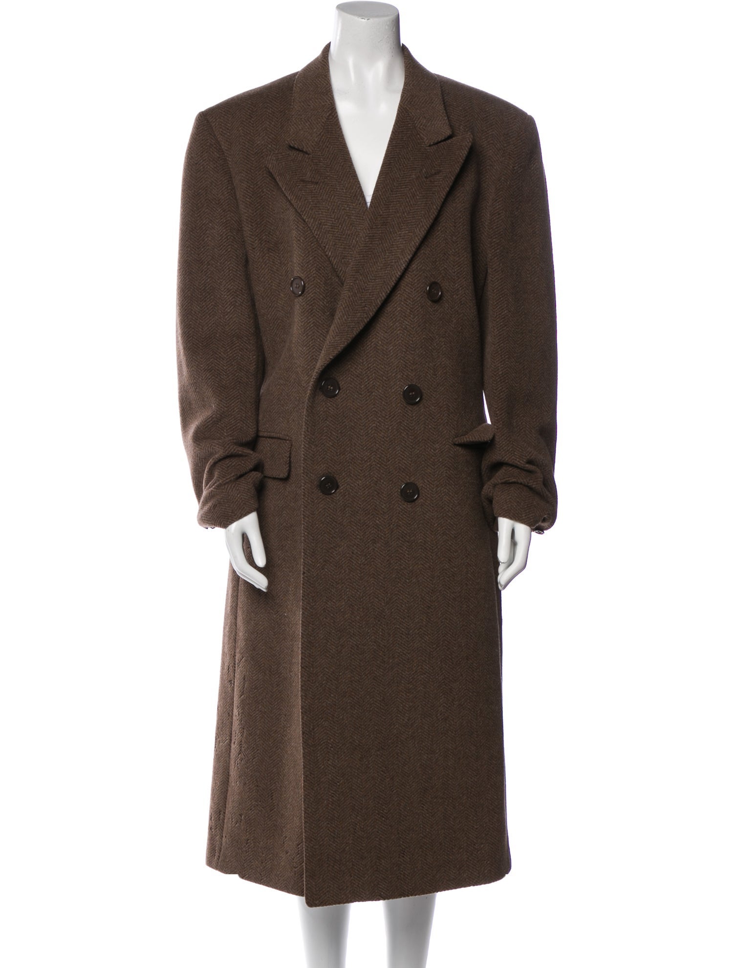 Giorgio Armani Wool Tweed Pattern Peacoat