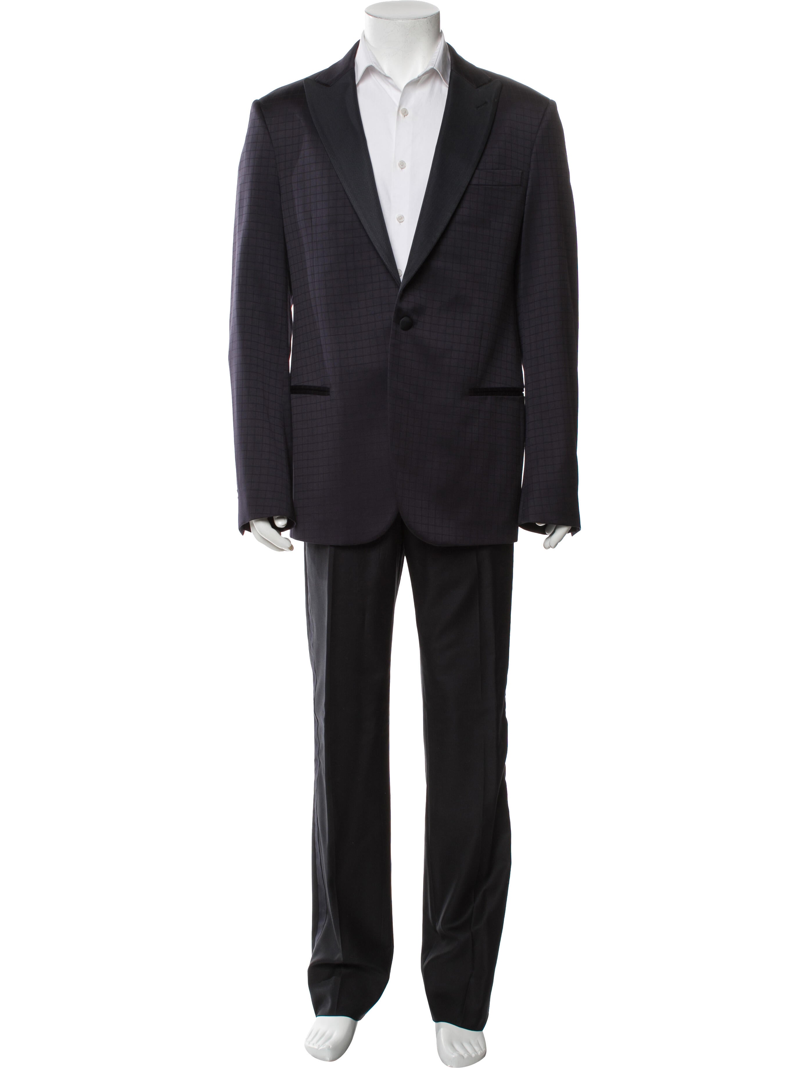 Giorgio Armani Virgin Wool Plaid Print Two-Piece Suit