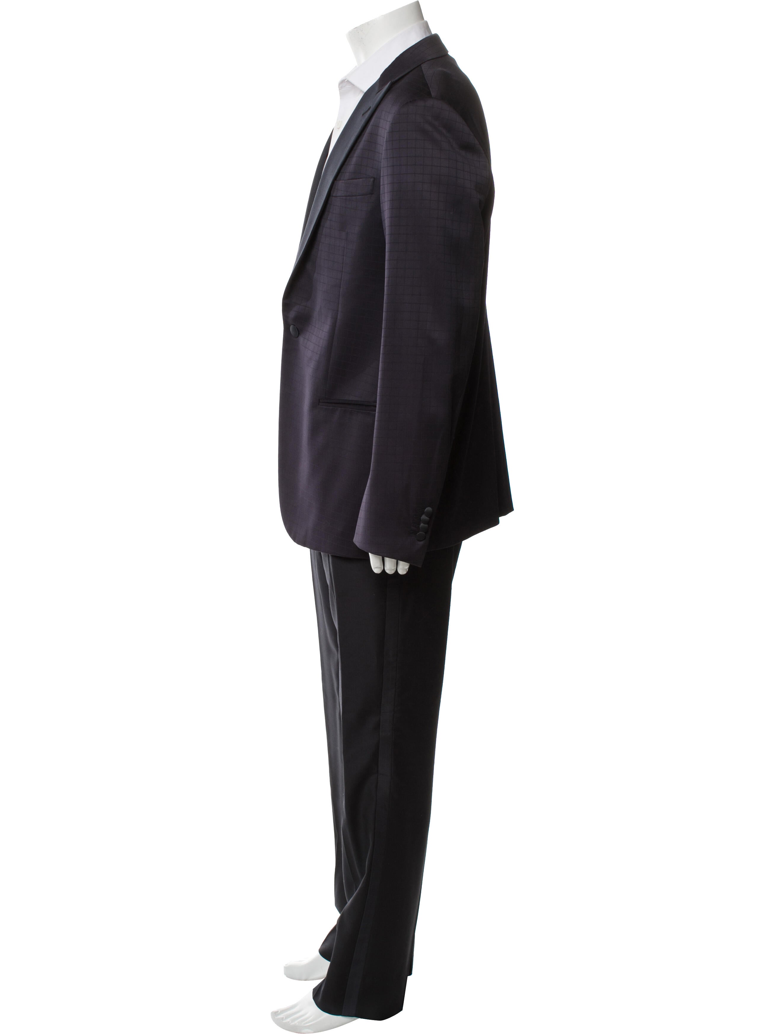 Giorgio Armani Virgin Wool Plaid Print Two-Piece Suit