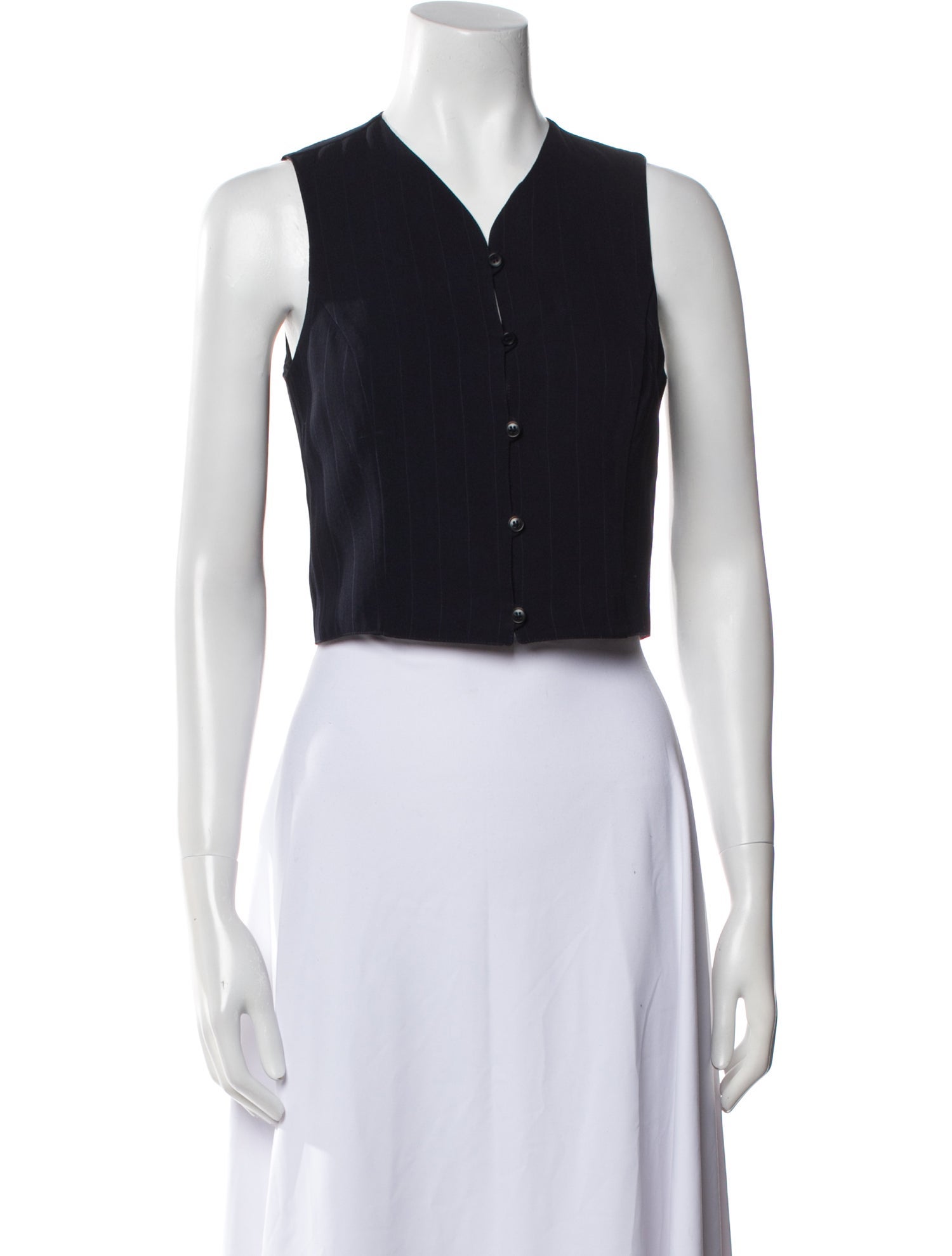 Giorgio Armani Virgin Wool V-Neck Crop Top