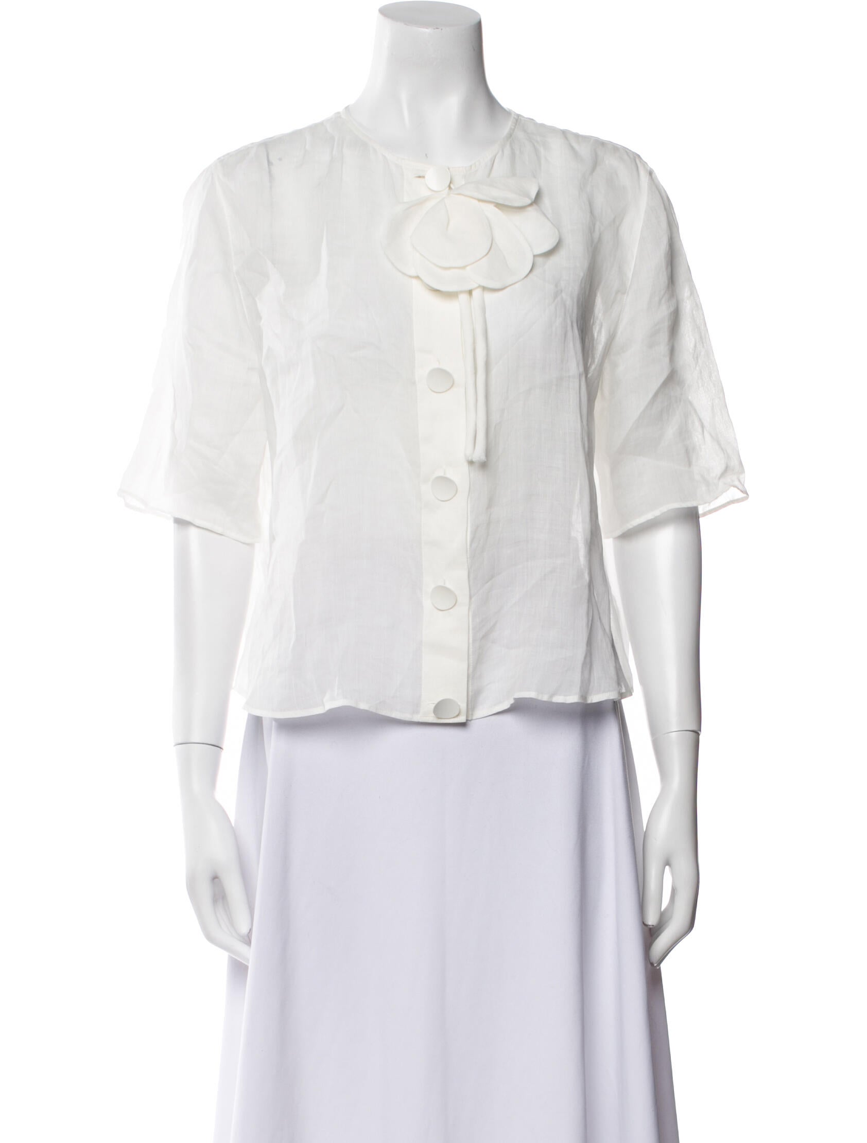 Giorgio Armani Three-Quarter Sleeve Button-Up Top