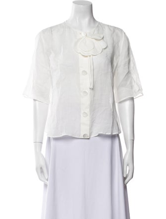 Giorgio Armani Three-Quarter Sleeve Button-Up Top