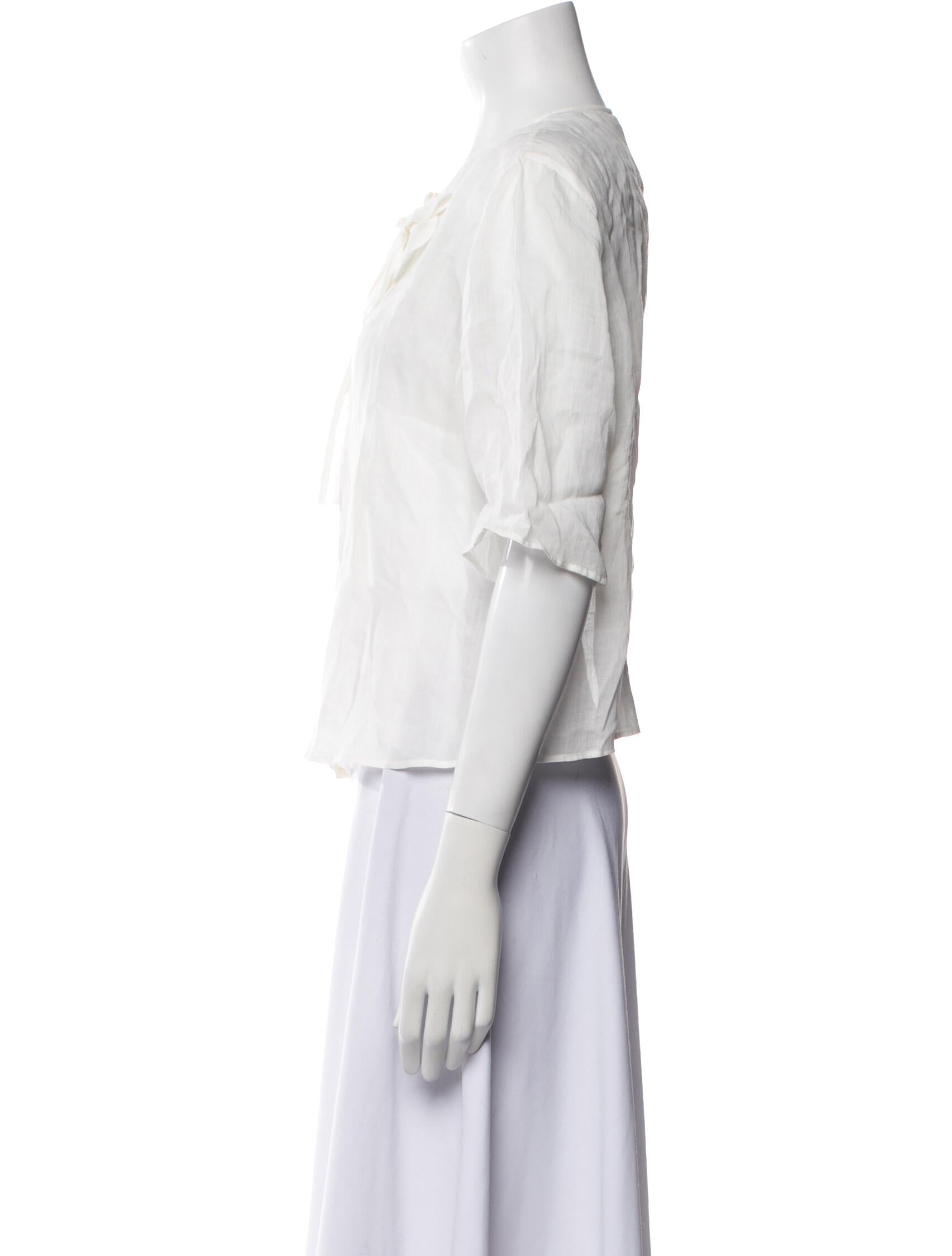 Giorgio Armani Three-Quarter Sleeve Button-Up Top