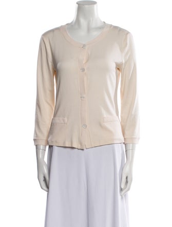 Giorgio Armani Virgin Wool V-Neck Button-Up Top