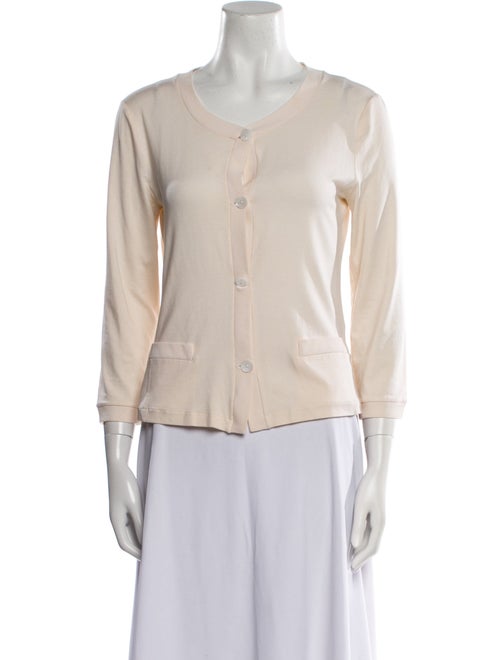 Giorgio Armani Virgin Wool V-Neck Button-Up Top