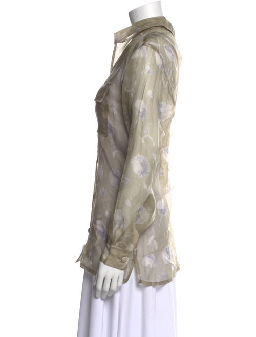 Giorgio Armani Floral Print Long Sleeve Button-Up Top