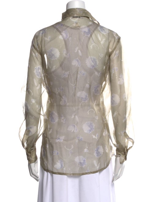 Giorgio Armani Floral Print Long Sleeve Button-Up Top
