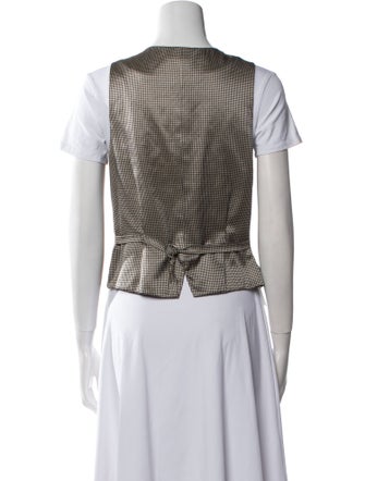 Giorgio Armani Satin Plaid Print Vest