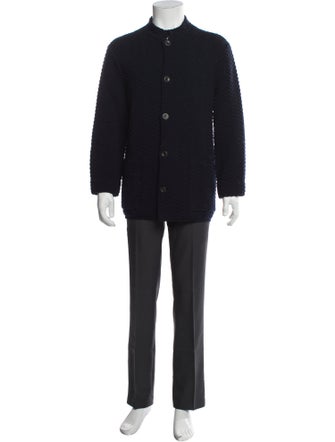 Giorgio Armani Virgin Wool Mock Neck Cardigan