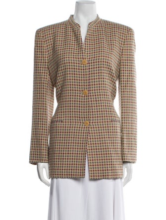 Giorgio Armani Wool Plaid Print Blazer