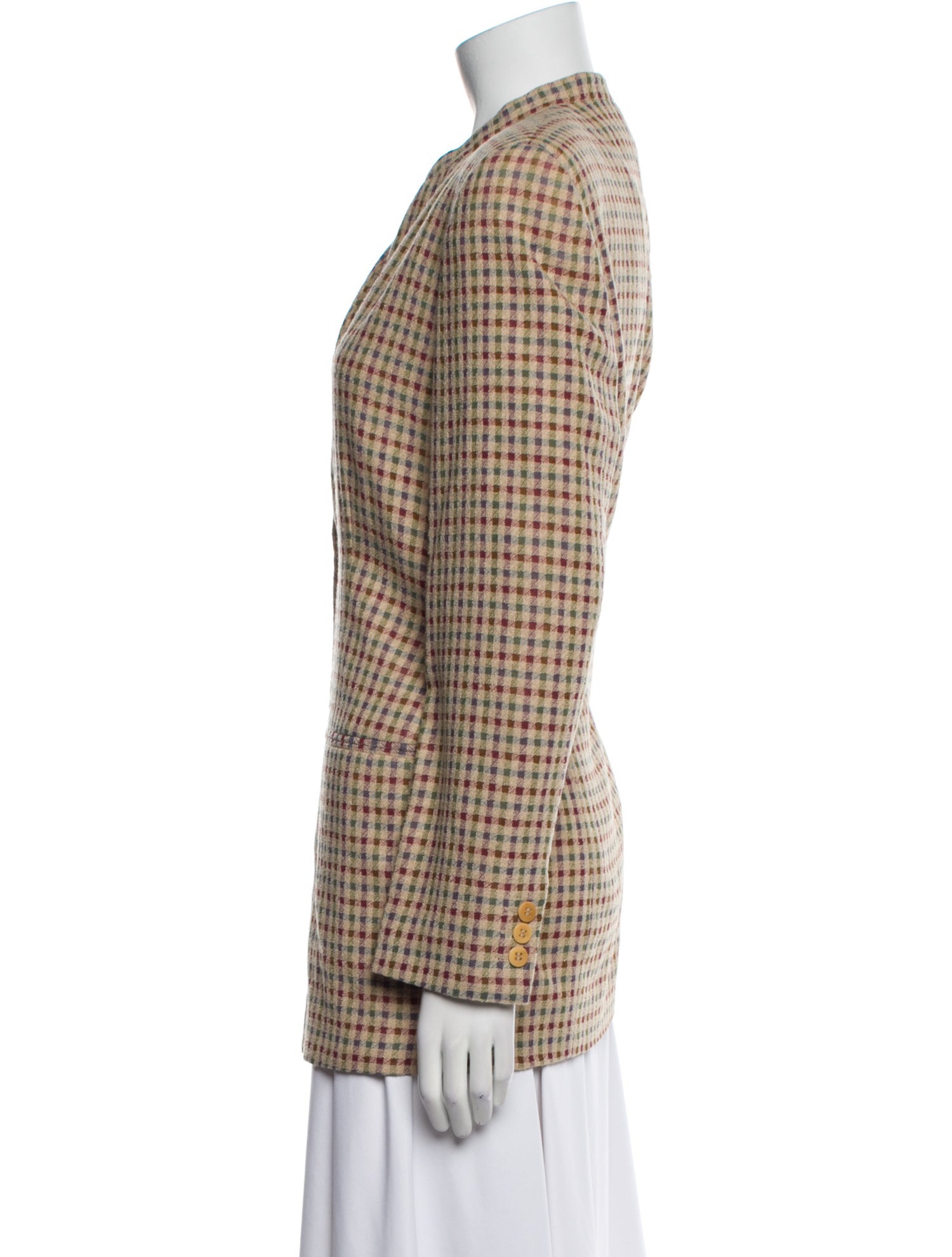 Giorgio Armani Wool Plaid Print Blazer