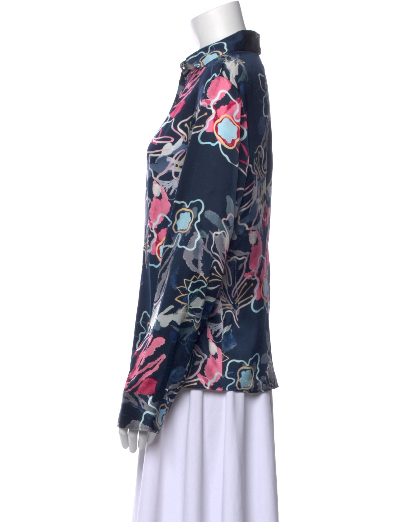 Giorgio Armani Floral Print Long Sleeve Button-Up Top