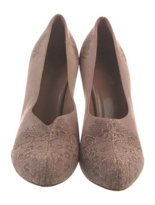 Giorgio Armani Suede Lace Trim Embellishment Pumps