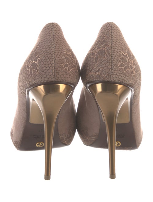 Giorgio Armani Suede Lace Trim Embellishment Pumps