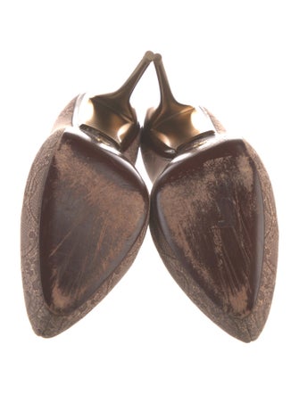 Giorgio Armani Suede Lace Trim Embellishment Pumps