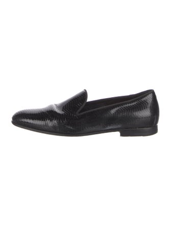 Giorgio Armani Patent Leather Grosgrain Trim Dress Loafers