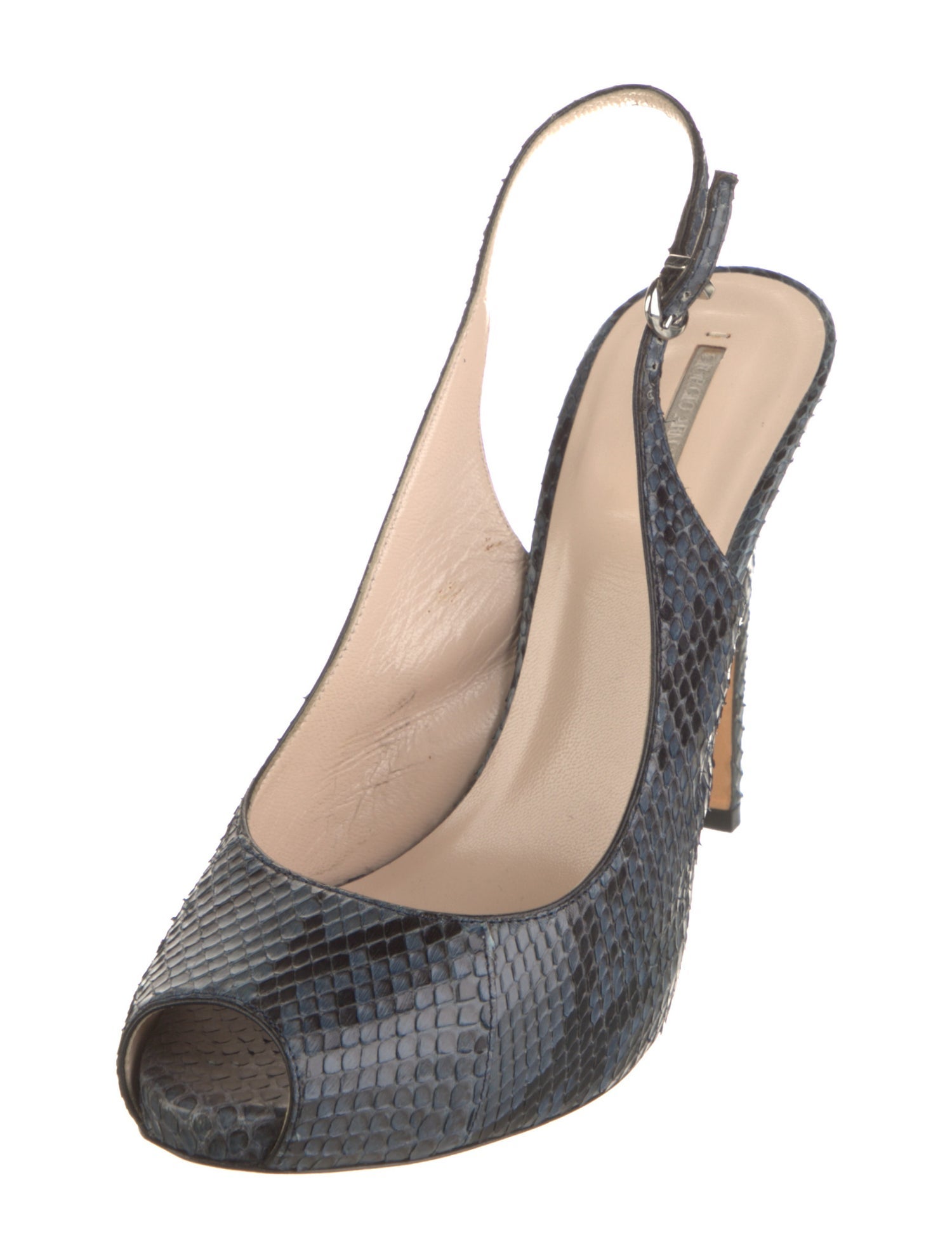 Giorgio Armani Snakeskin Animal Print Slingback Pumps