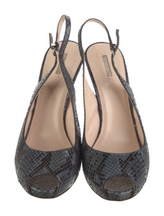 Giorgio Armani Snakeskin Animal Print Slingback Pumps