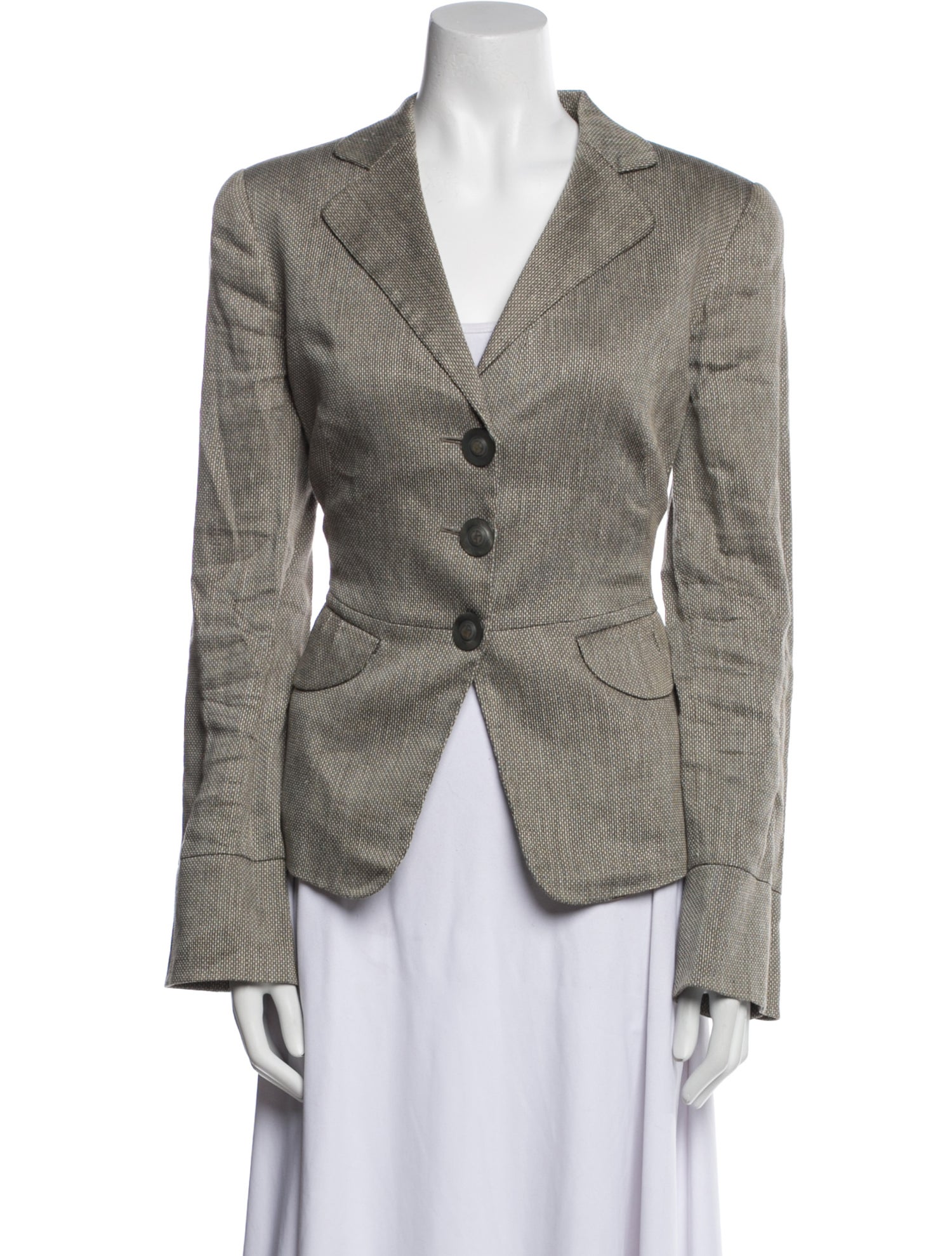 Giorgio Armani Linen Plaid Print Blazer