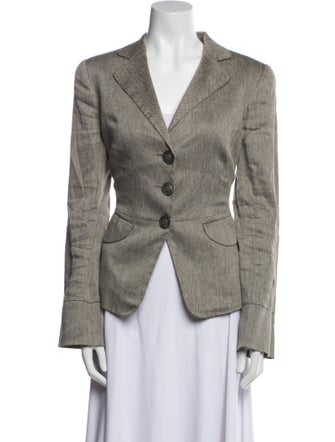Giorgio Armani Linen Plaid Print Blazer